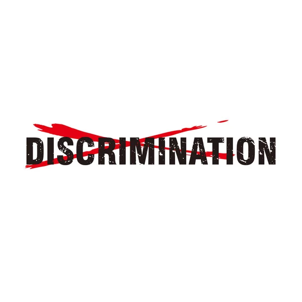 Stop Discrimination Word Campaign Grungy Red Cross Illustration Template Vector — 스톡 벡터
