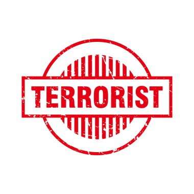 Soyut Kızıl Grunge Çemberi Terörist Damga Damgası İşaret Vektörü, Kızıl Grunge Terörist Mühür, Mark, Etiket Tasarım Şablonu