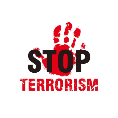 Soyut terörizmi çirkin el hareketleriyle durdurmak, terörizmin poster şablonunu durdurmak