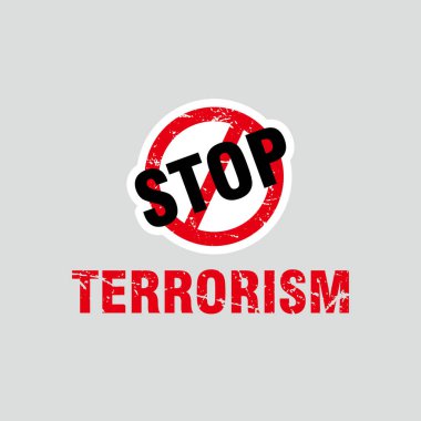 Terörizmi yasak işaretle ve çirkin etkisiyle durdurun, terörizmin poster şablonunu durdurun