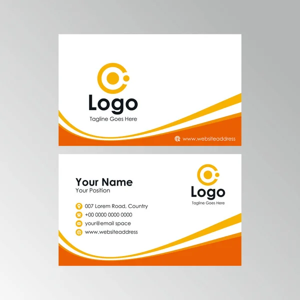 Abstrakte Einfache Orange Gelbe Kurve Form Visitenkarte Design Professionelle Visitenkarte — Stockvektor