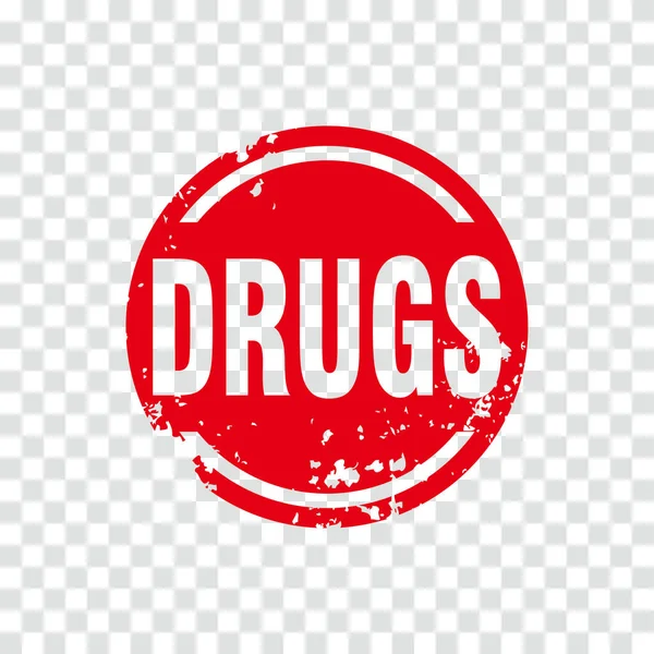 Abstract Circle Red Grunge Drugs Rubber Stempel Sign Vector Red — Stockvektor