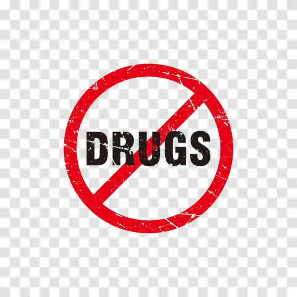 Abstract Circle Red Grunge Stop Drugs Forbidden Sign Illustration Vector — Stockvektor