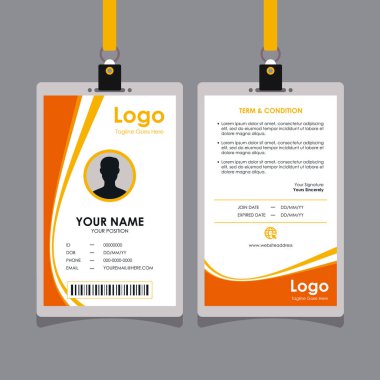 Abstract Stylish Orange Curve Id Card Design, Professional Identity Card Template Vector for Employee and Others clipart