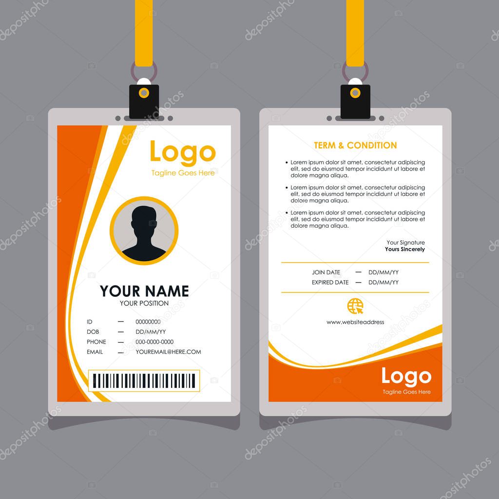 Abstract Stylish Orange Curve Id Card Design, Professional Identity Card Template Vector for Employee and Others