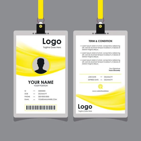 Design Cartão Identificação Ondulado Amarelo Fresco Elegante Abstrato Vetor Modelo —  Vetores de Stock