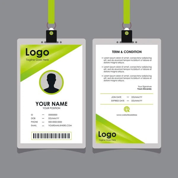 Abstract Green Card Design Επαγγελματικό Πρότυπο Ταυτότητας Διανυσματικό Για Εργαζόμενους — Διανυσματικό Αρχείο