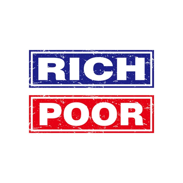 Resumo Grunge Rich Poor Rubber Stamps Sign Ilustration Vector Rich —  Vetores de Stock