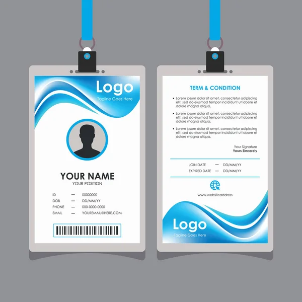 Abstract Blue White Wave Card Design Professional Identity Card Template — ストックベクタ