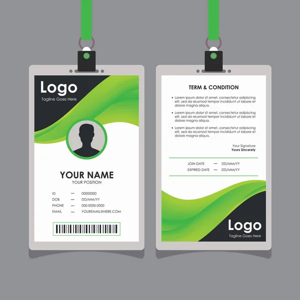 Abstract Green Black Wavy Card Design Professional Identity Card Template — Stock Vector