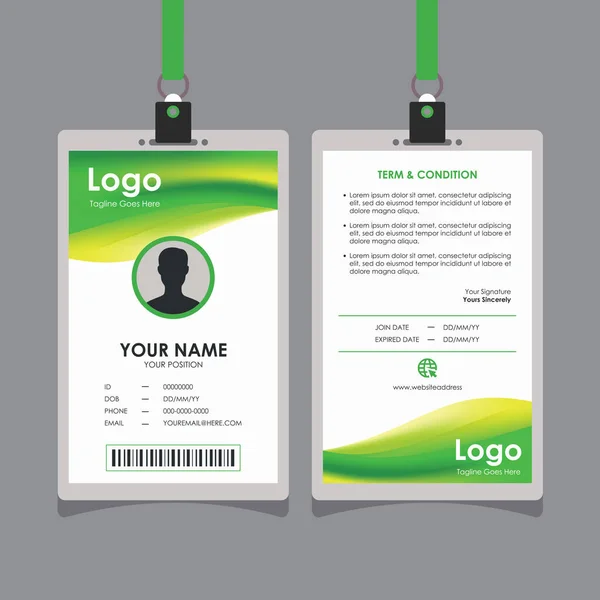 Abstract Fresh Green Yellow Wavy Card Design Professional Identity Card — стоковый вектор