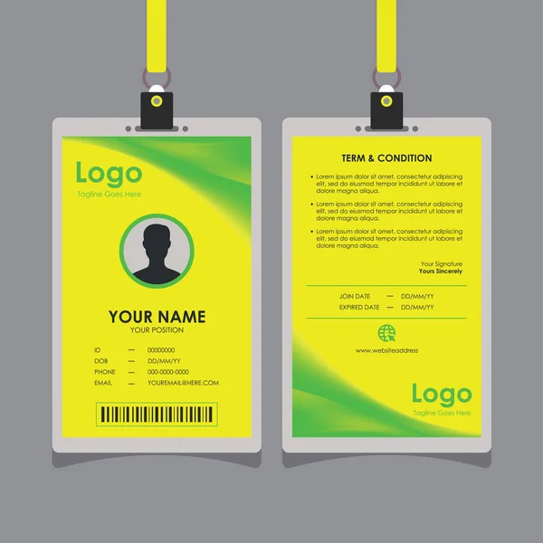 Abstrato Suave Blury Verde Amarelo Card Design Professional Identity Card — Vetor de Stock
