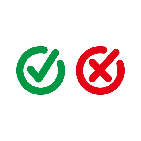 Eenvoudig Flat Checkbox Icon Illustratie Ontwerp Rood Groen Controleer Markeer — Stockvector