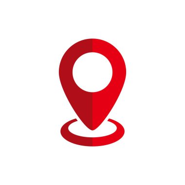 Basit Düz Kırmızı Konum Simge İllüstrasyon Tasarımı, Modern Harita Adres Sembol Vektörü