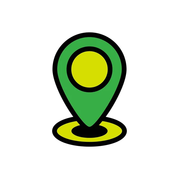 简洁明了的平面绿色和黑色位置图标图解设计 具有外行样式模板向量的地图地址符号 — 图库矢量图片