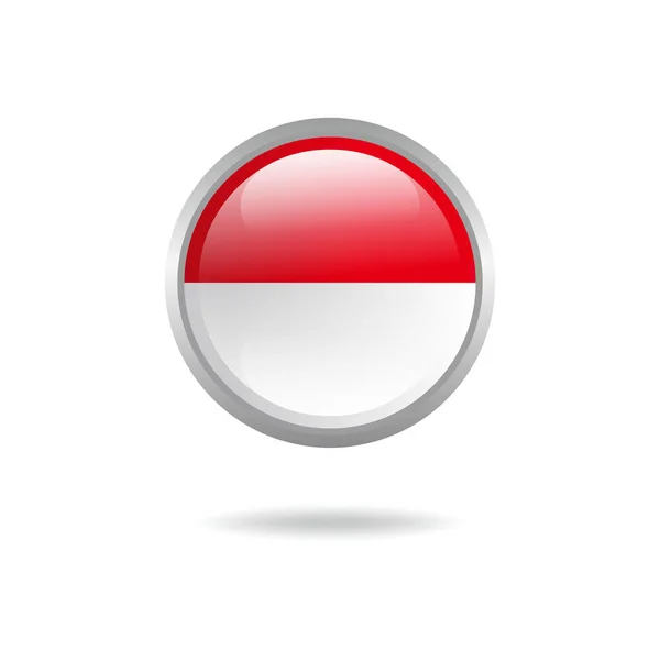 Illustration Bouton Drapeau Indonésie Design Bouton Rouge Blanc Icône Symbole — Image vectorielle