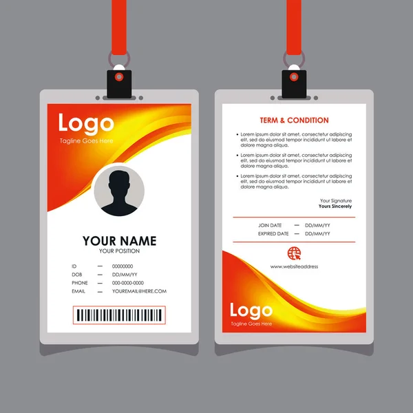 Absztrakt Orange Yellow Wavy Card Design Professional Identity Card Template — Stock Vector
