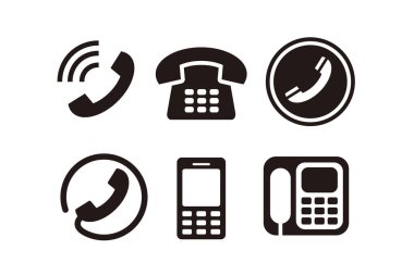 Basit Düz Siyah Telefon Simgesi Resim Tasarımı, Siluet Telefon Sembol Koleksiyonu Şablonu