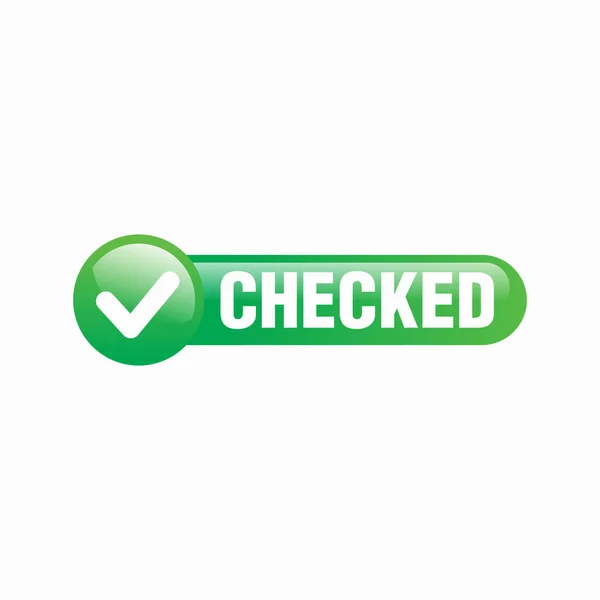 光沢効果のあるシンプルな緑のチェックボタン チェックアイコンテンプレートベクトル — ストックベクタ