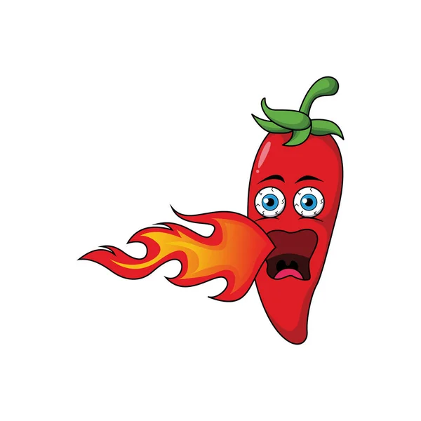 Roztomilý Červený Horký Chilli Karikatura Znaků Ilustrační Design Chilli Paprika — Stockový vektor