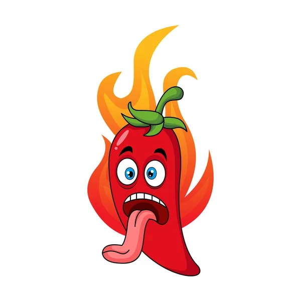 Roztomilý Červený Horký Chilli Karikatura Znaků Ilustrační Design Chilli Paprika — Stockový vektor