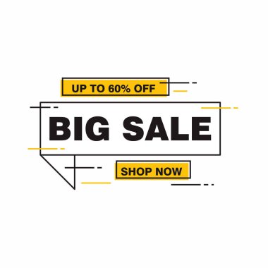 Tasarlanmış Stil, İndirimli Reklamcılık Sancak Vektörü, Sosyal Medya, Web Afişi ile Basit Büyük Satış Sancağı Tasarımı