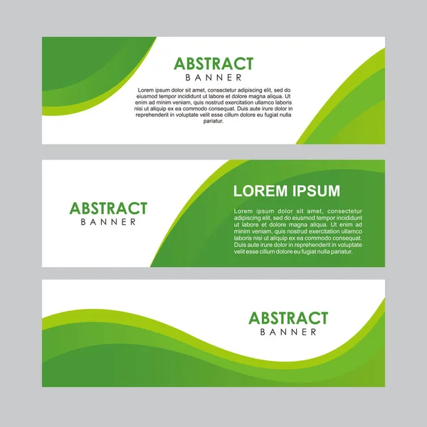 Sada Abstraktní Svěží Zelené Stylové Banner Design Šablony Vektor Profesionální — Stockový vektor