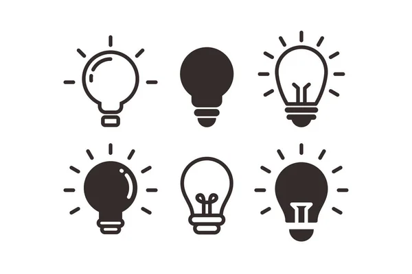 Basit Düz Siyah Ampul Simge İllüstrasyon Tasarımı, Silüet Ampul Simgesi Koleksiyonu Tasarlanmış Biçim Vektörü