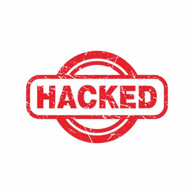 Soyut Red Grungy Hacklenmiş Çember Lastik Damgası İmza Çizim Vektörü, Hacklenmiş Metin Mührü, Mark, Etiket Tasarım Şablonu