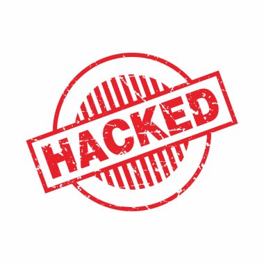 Soyut Red Grungy Hacklenmiş Çember Lastik Damgası İmza Çizim Vektörü, Hacklenmiş Metin Mührü, Mark, Etiket Tasarım Şablonu