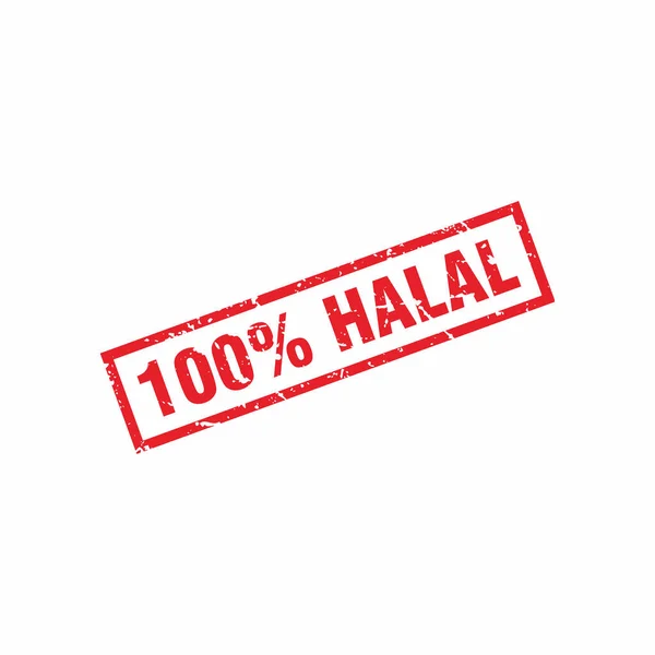 Astratto Grungy Rosso 100 Halal Timbri Gomma Segno Illustrazione Vettoriale — Vettoriale Stock