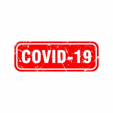Soyut Red Grungy Covid-19 Kauçuk Damga İmza Çizim Vektörü, Coronavirus Covid-19 Metin Mührü, Mark, Etiket Tasarım Şablonu