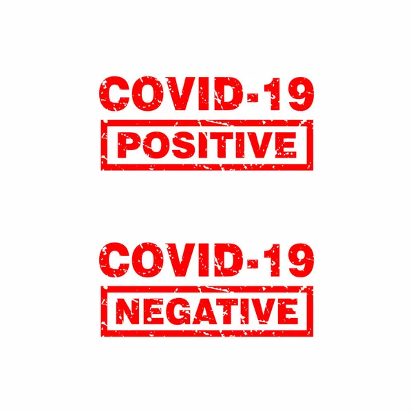 Abstrait Rouge Grungy Covid Test Caoutchouc Timbres Signe Illustration Vecteur — Image vectorielle