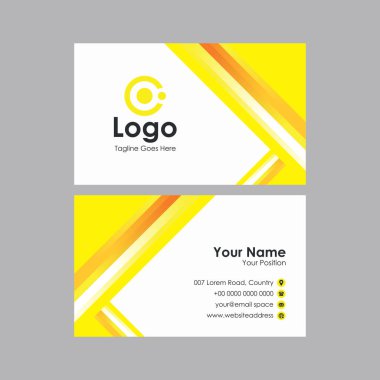 soyut saplı sarı beyaz gradyan geometrik şekilli kartvizit tasarımı, profesyonel stil kart şablonu