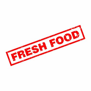 Soyut Red Grungy Taze Gıda Kauçuk Damgası İmza Çizim Vektörü, Taze Gıda Metin Mührü, Mark, Etiket Tasarım Şablonu