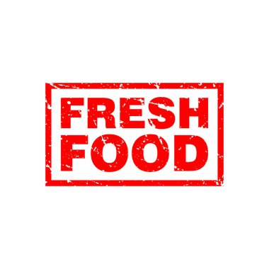 Soyut Red Grungy Taze Gıda Kauçuk Damgası İmza Çizim Vektörü, Taze Gıda Metin Mührü, Mark, Etiket Tasarım Şablonu