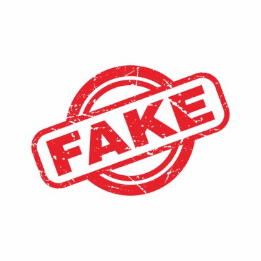 Soyut Red Grungy Sahte Plastik Damga İmza Çember Şekil Çizim Vektörü, Sahte Metin Mührü, Mark, Etiket Tasarım Şablonu