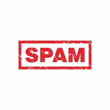 Soyut Red Grungy Spam Spam Stamps İmza Çizim Vektörü, Spam Metin Mührü, Mark, Etiket Tasarım Şablonu