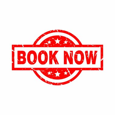 Soyut Kırmızı Huysuz Kitap Şimdi Lastik Damga İmza Çember Şekli ve Yıldızların Görüntü Vektörü, Kitap Şimdi Metin Mührü, Mark, Etiket Tasarım Şablonu