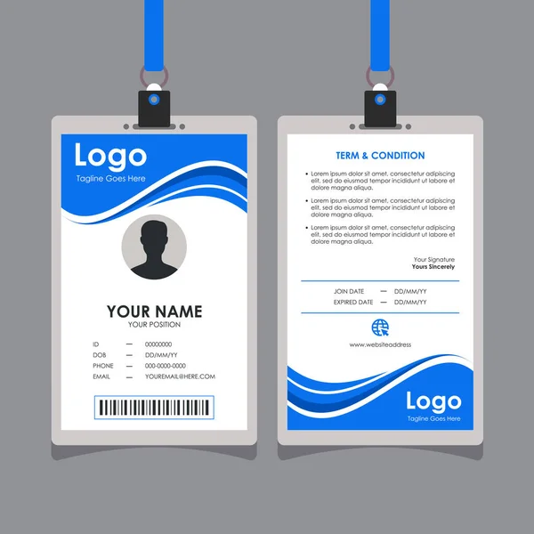 Abstract Flat Blue Wavy Card Design Professional Identity Card Template — 스톡 벡터