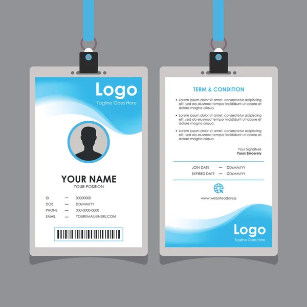 Diseño Tarjeta Identificación Ondulada Suave Abstracto Con Elemento Fondo Malla — Vector de stock