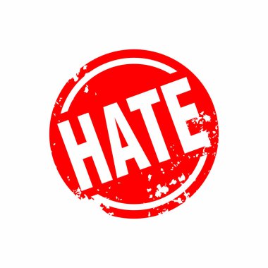 Çember Şekil Görüntü Vektörü, Nefret Metni Mührü, Mark, Etiket Tasarım Şablonu ile Soyut Kırmızı Grungy Nefret Kauçuk İmza İşareti