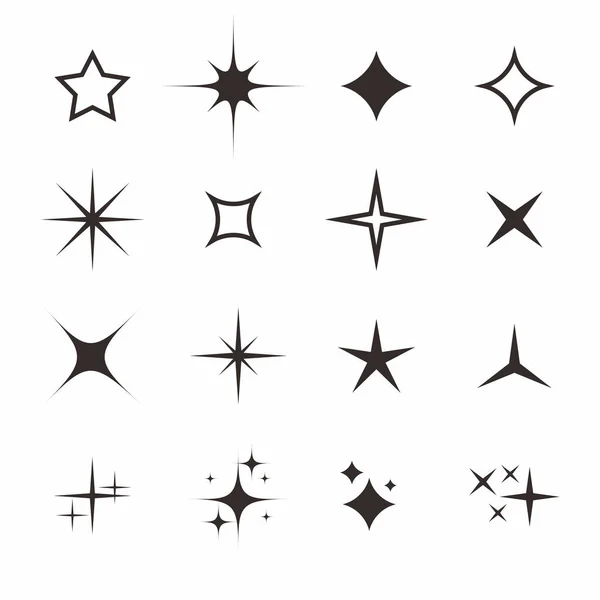 Set Simple Assorted Star Shape Design Collection Flat Star Silhouette — Stock Vector