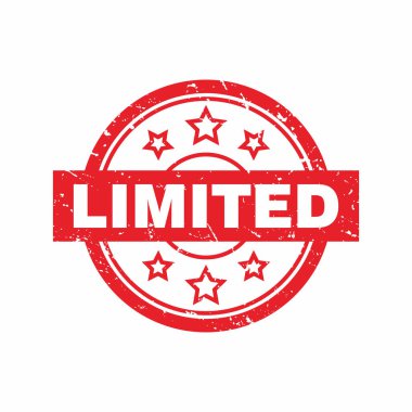 Soyut Kırmızı Grungy Sınırlı Kauçuk Damga İşareti Çember Şekil ve Yıldızların Çizim Vektörü, Sınırlı Metin Mührü, Mark, Etiket Tasarım Şablonu