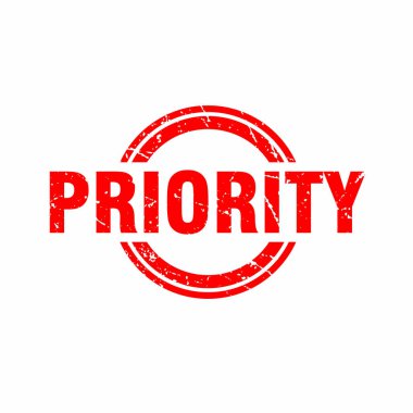 Çember Şekil Görüntü Vektörü, Öncelikli Metin Mührü, Mark, Etiket Tasarımı Şablonu ile Soyut Kırmızı Huysuz Öncelik Damgası İmzası