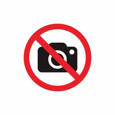 Kırmızı Yasak İşaret Şablonu Vektörü ile Kamera Resmetme Tasarımı Yok, Kamera İzin Verilmedi Sembol