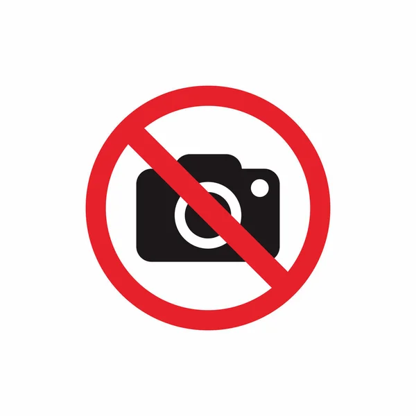Bez Návrhu Ilustrace Fotoaparátu Bez Povoleného Symbolu Fotoaparátu Červeně Zakázaným — Stockový vektor