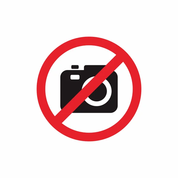 Bez Návrhu Ikon Fotoaparátu Bez Symbolu Červeně Zakázanou Šablonou Znaku — Stockový vektor