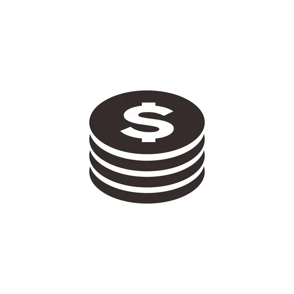 Простий Плоский Чорний Долар Монета Значок Ілюстрація Дизайн Силует Долар — стоковий вектор