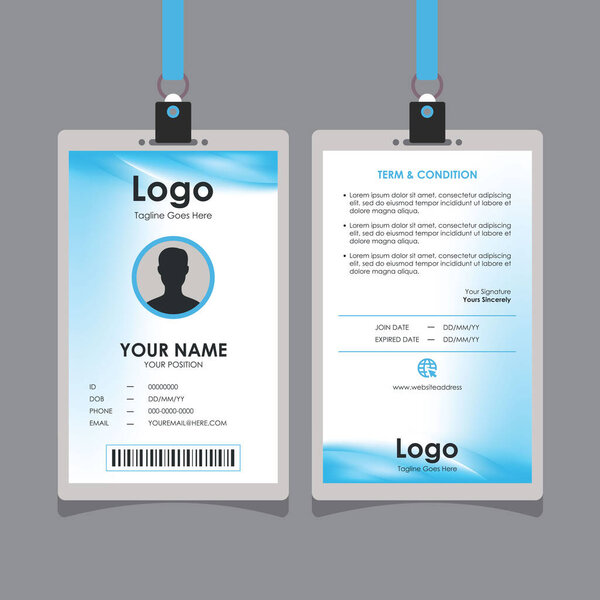 Abstract Smooth Id Card Design with Blurry Blue Mesh Background Element, Professional Identity Card Template Vector for Employee and Others